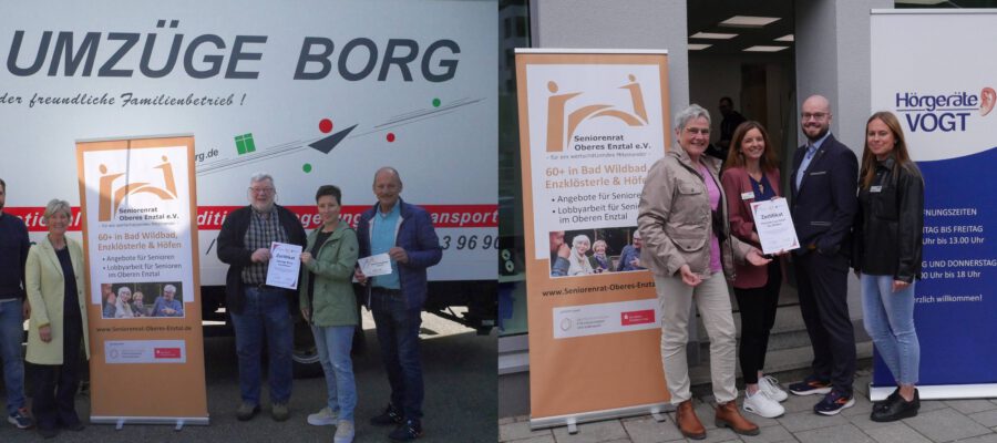 Übergabe der Zertifikate an Umzüge Borg und Hörgeräte Vogt